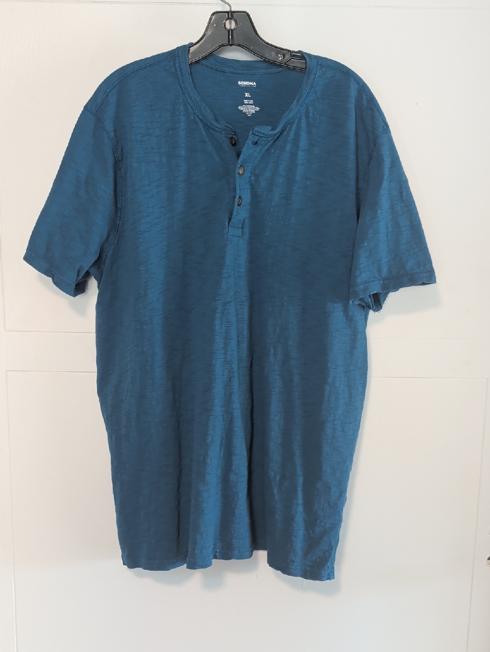 Sonoma Teal-Blue Short Sleeve Henley EUC